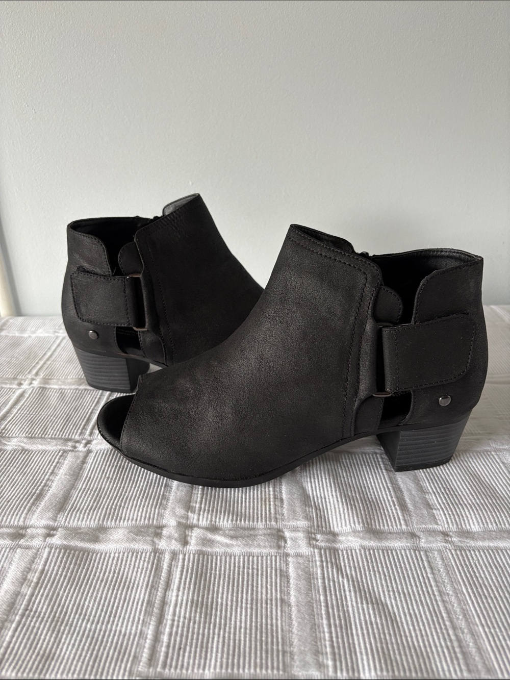 Cloudwalkers Faux Suede Peep-Toe Ankle Booties 10W